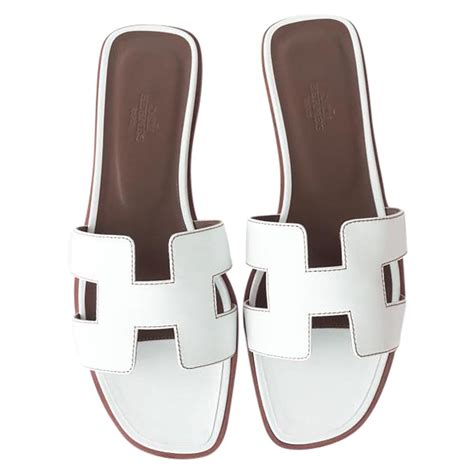 Hermes white oran sandals